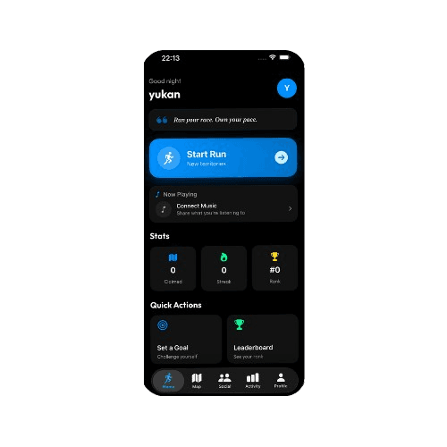 Yukan app interface showing territory map