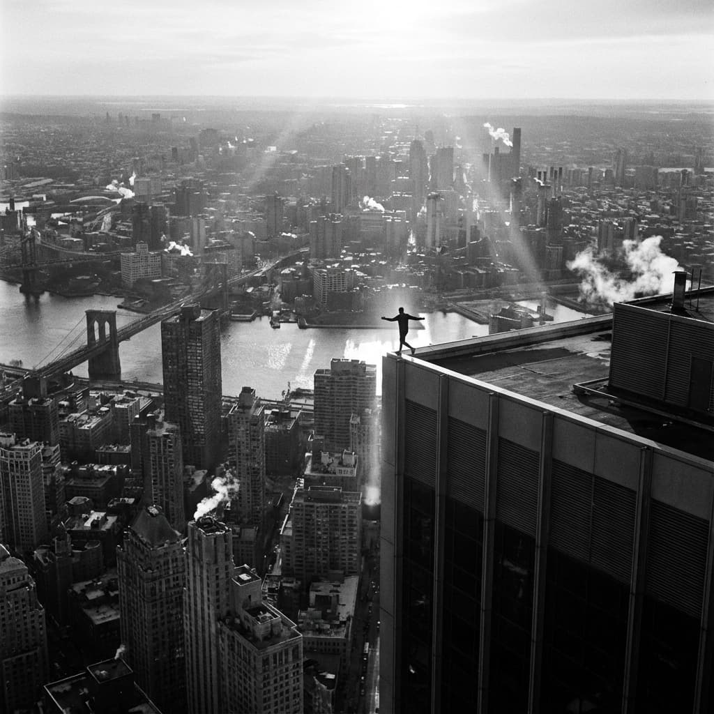 Runner overlooking city